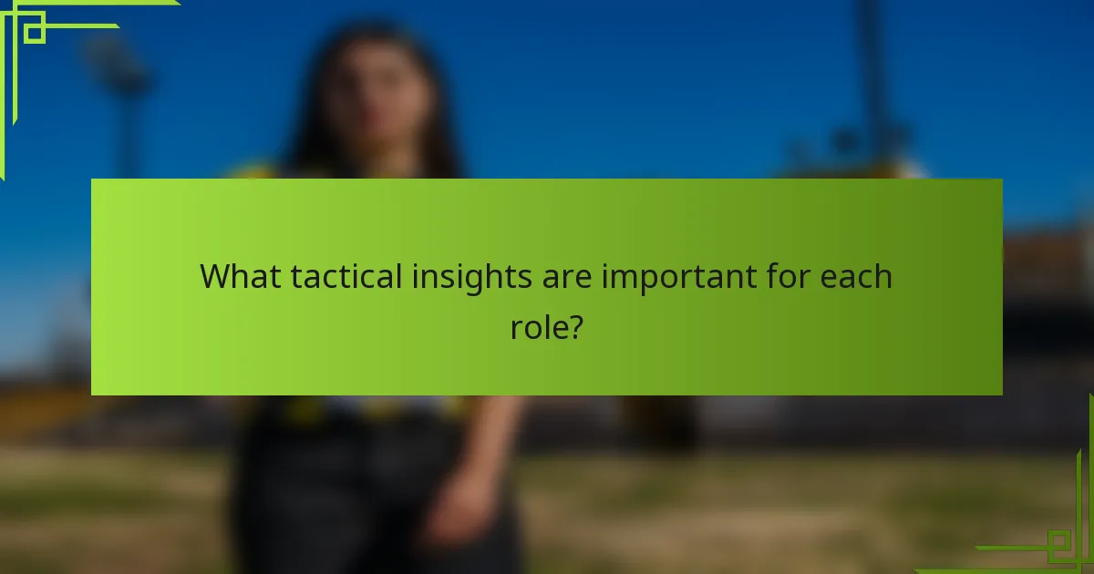 What tactical insights are important for each role?